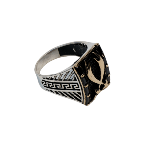 Anillo envejecido plata con oro