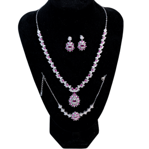 Conjunto circón rosado